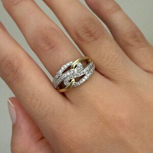 14k Yellow Gold Diamond Statement Ring – 0.5ct Natural Diamonds – Size 7 – 7.12g